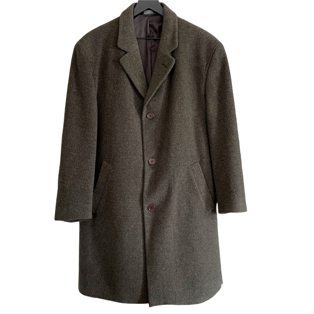 DKNY Wool Blend Notch Collar Overcoat Jacket Men’s Brown Size 44